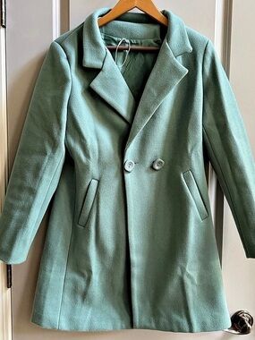 Omoone Women'Small Long Sleeve Slim Fit Warm Winter Wool Blend Pea Coat Overcoat